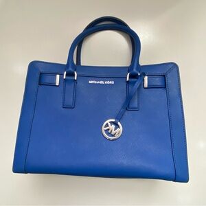 MICHAEL KORS Cobalt Blue Saffiano Leather Satchel
